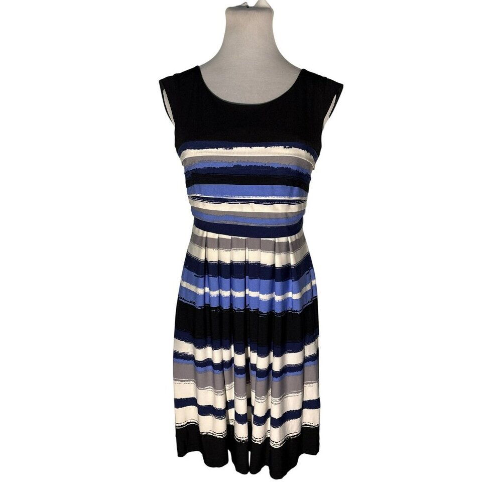 Dressbarn Striped Sleeveless Knee-Length Fit & Flare Dress Size 4